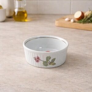Louis Lourioux Ramekin Wild Flower Porcelain France Gold Trim